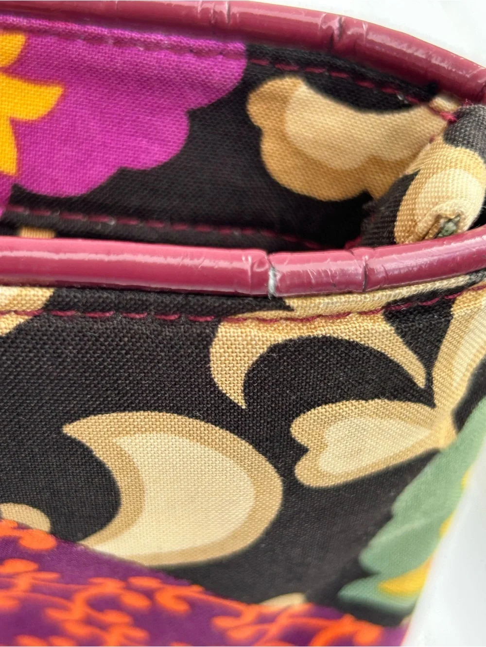 Vera Bradley Bag Suzani Floral Patchwork Purse Tote Bag Plum